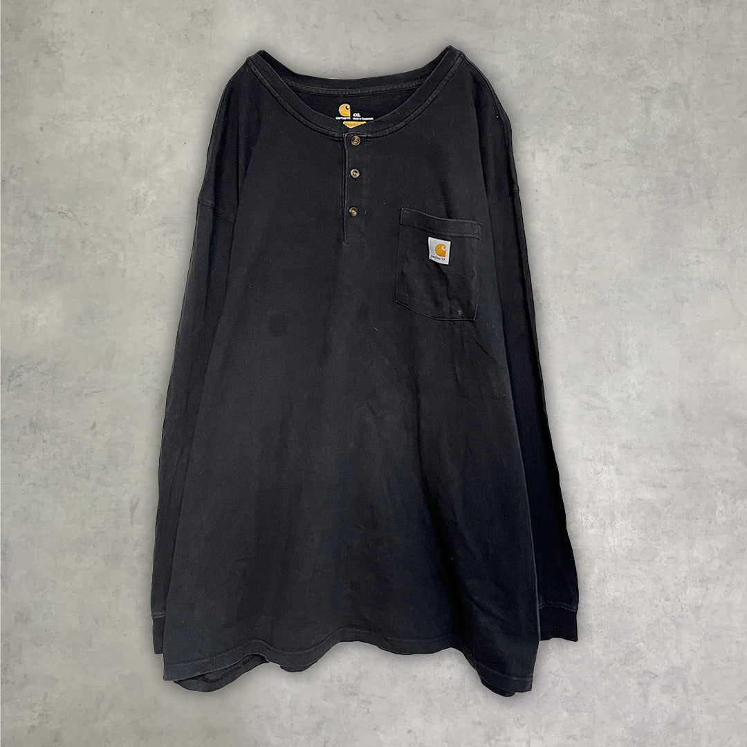 《4XL》 carhartt カーハート ロンT 長袖Tシャツ ハーフボタン ビッグサイズ