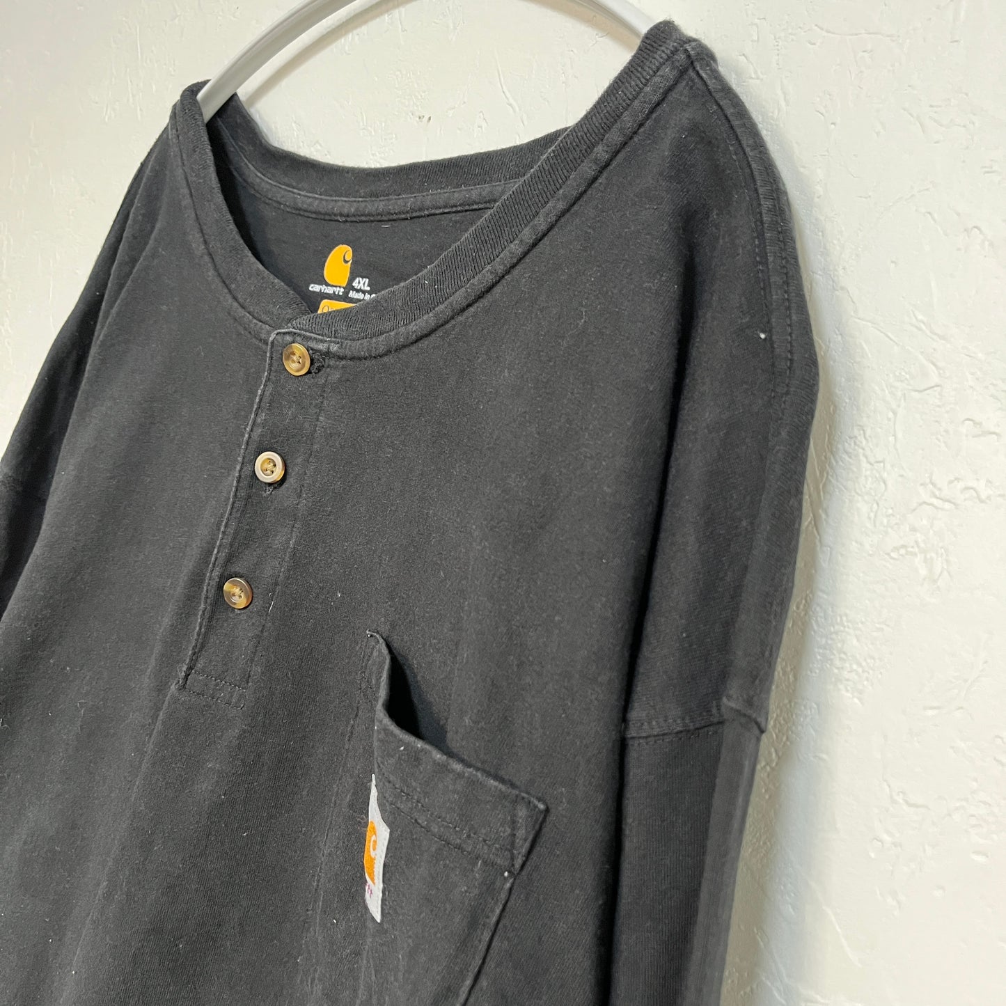 《4XL》 carhartt カーハート ロンT 長袖Tシャツ ハーフボタン ビッグサイズ